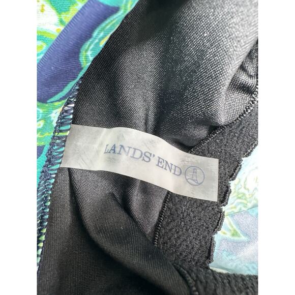 Lands' End Womens Tankini Swimsuit Top 12 Green Black Paisley Underwired Classic - Picture 12 of 15